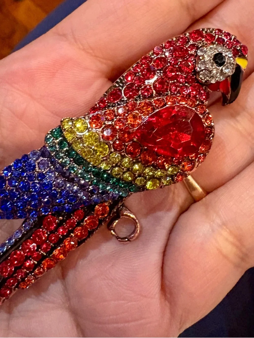 Multicolor Parrot Crystal Brooch - Vibrant Bird Pin